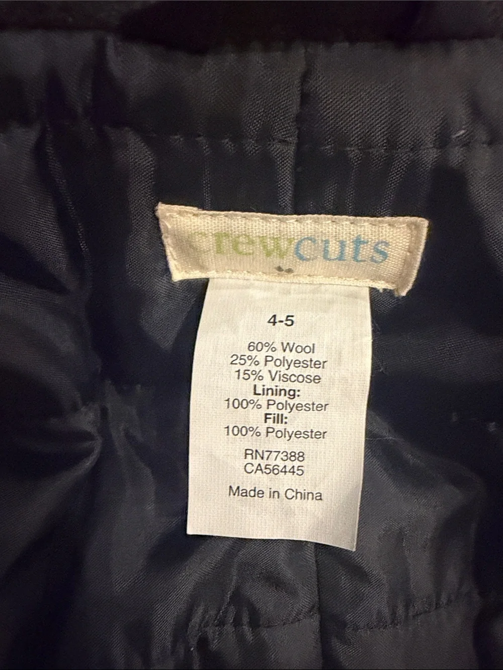 EUC Crewcuts Gray Wool Thinsulate Car Coat size 4-5